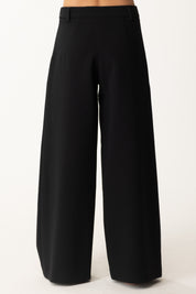 Elisabetta Franchi Bambina Pantalone Gamba Larga In Crepe con Logo Oro EFPA3030GA085 NERO