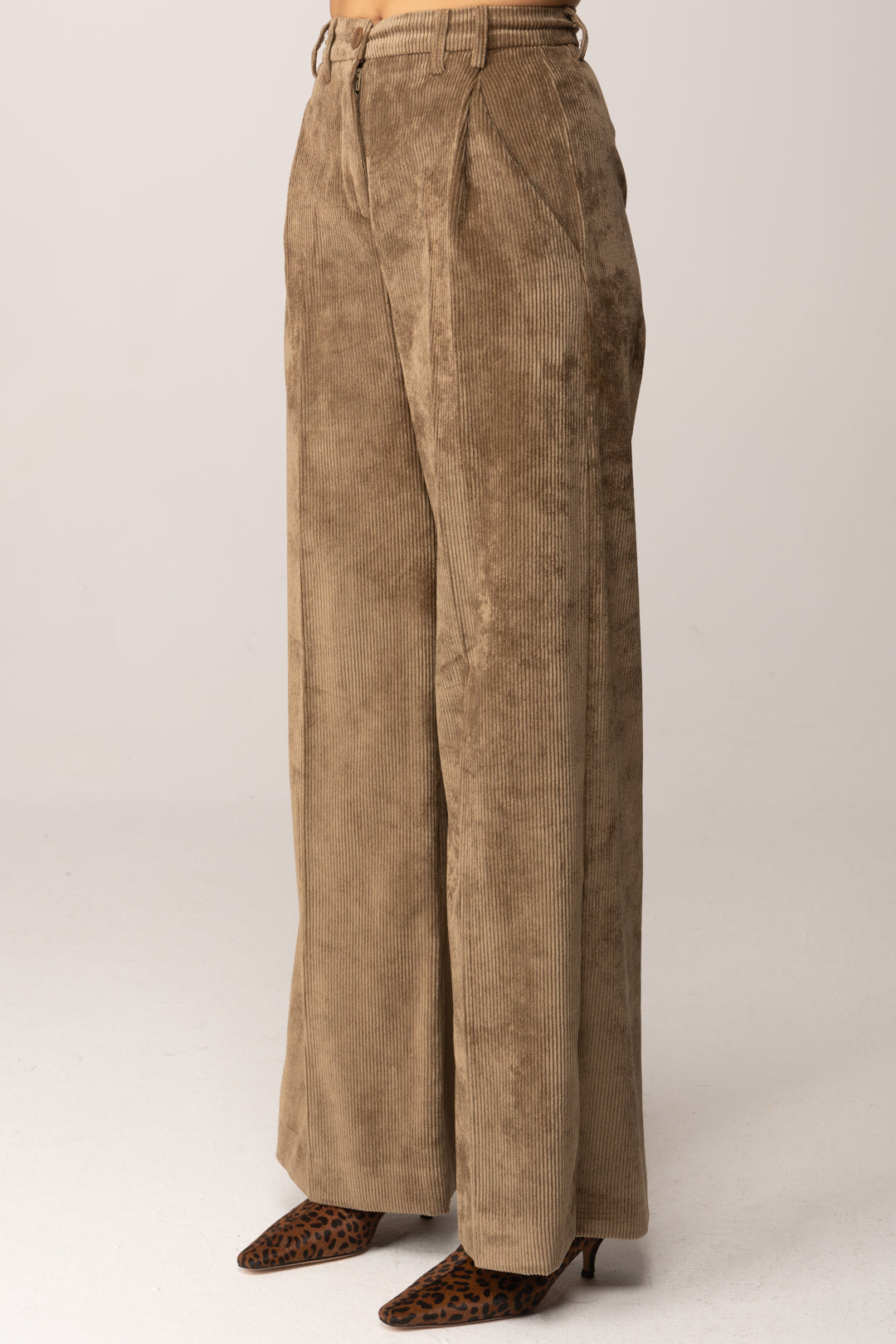 Manila Grace Mujer Pantalón de Terciopelo de Canelones P094PU