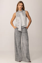 Manila Grace Pantalone In Velluto a Costine NEBBIA