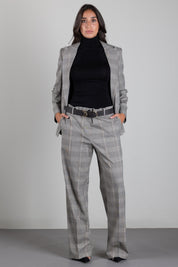Patrizia Pepe Pantalone Oversize Check a Vita Bassa 8P0635 C8003 BROWN CHECK
