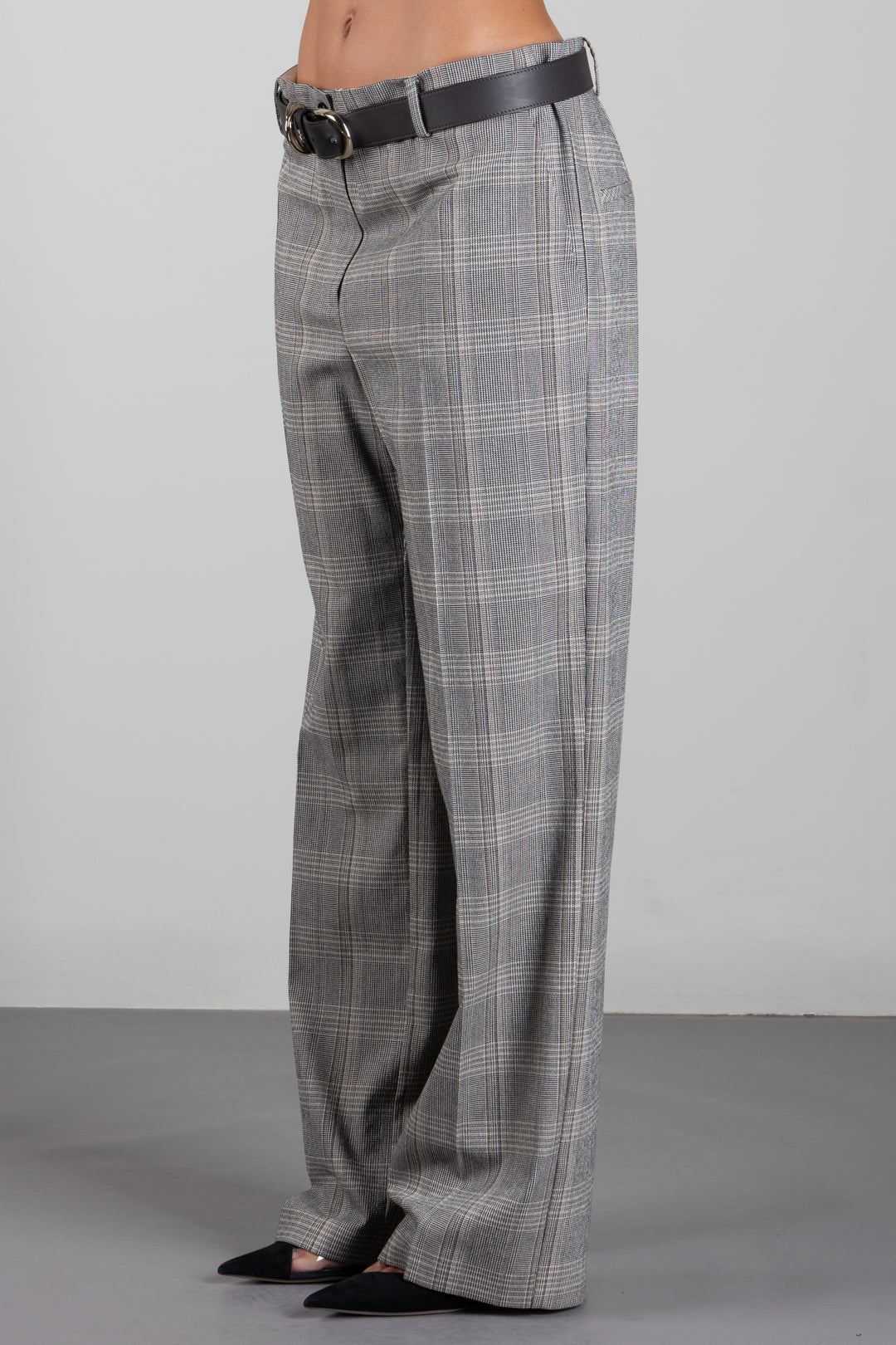 Patrizia Pepe Pantalone Oversize Check a Vita Bassa 8P0635 C8003 BROWN CHECK