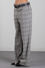 Patrizia Pepe Pantalone Oversize Check a Vita Bassa 8P0635 C8003 BROWN CHECK