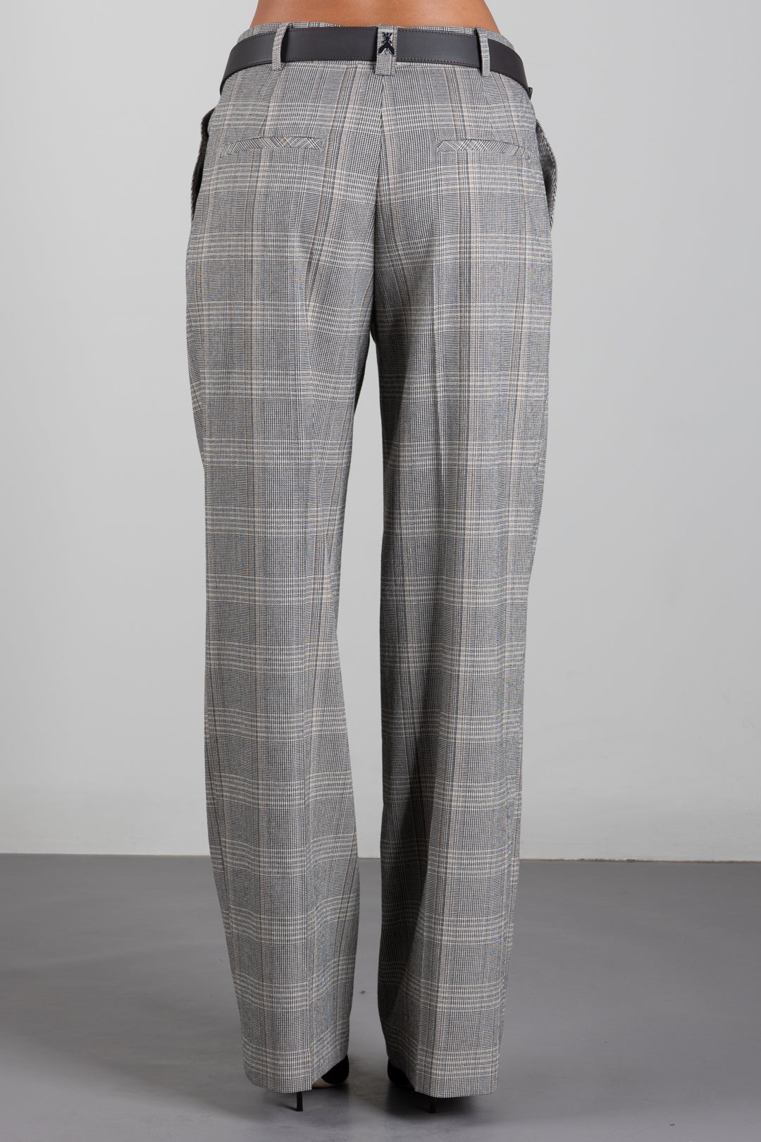 Patrizia Pepe Pantalone Oversize Check a Vita Bassa 8P0635 C8003 BROWN CHECK