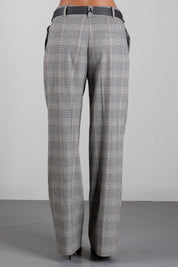 Patrizia Pepe Pantalone Oversize Check a Vita Bassa 8P0635 C8003 BROWN CHECK