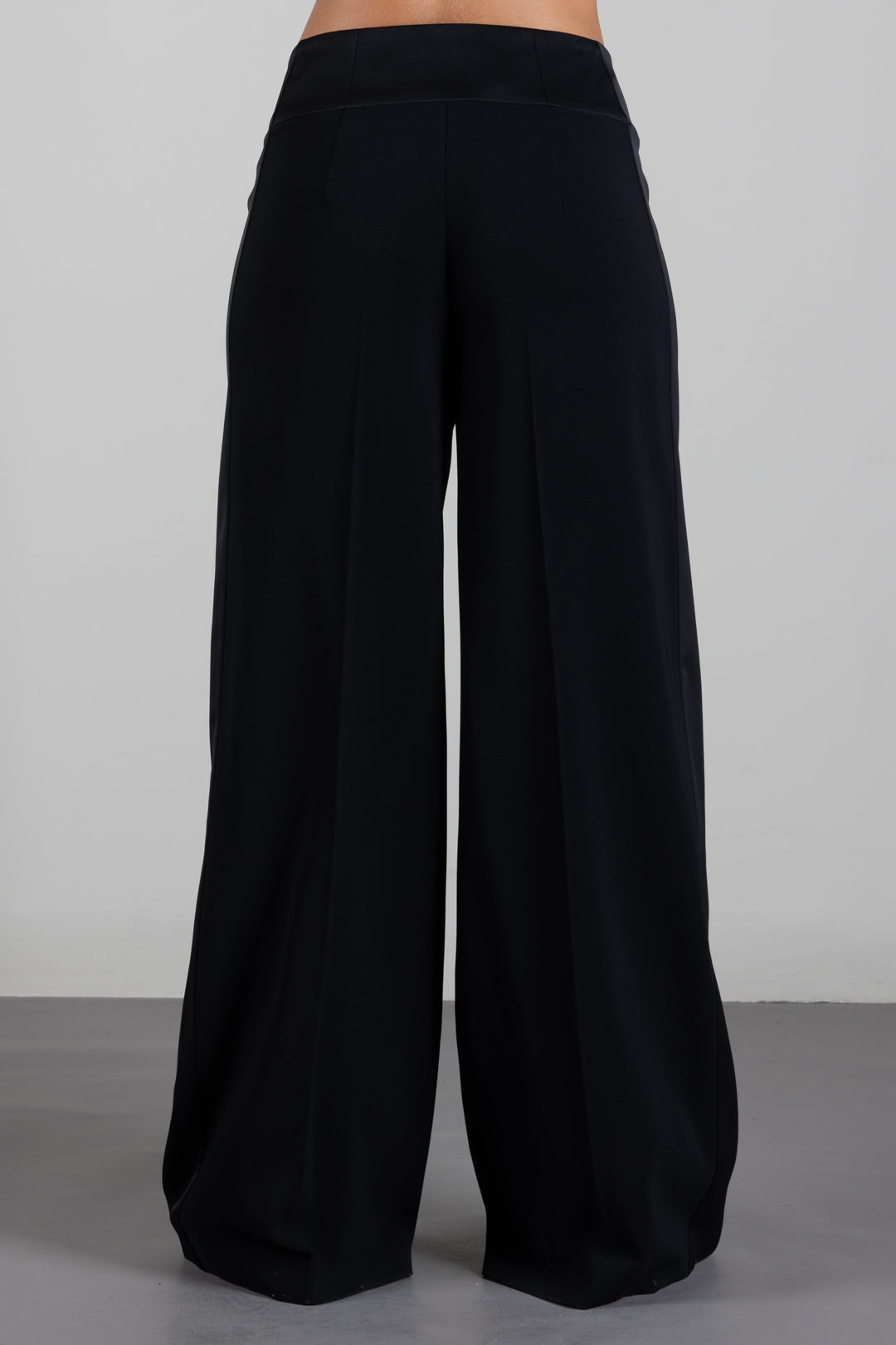 Patrizia Pepe Pantalone Palazzo con Inserti In Raso 8P0244 C7004 NERO