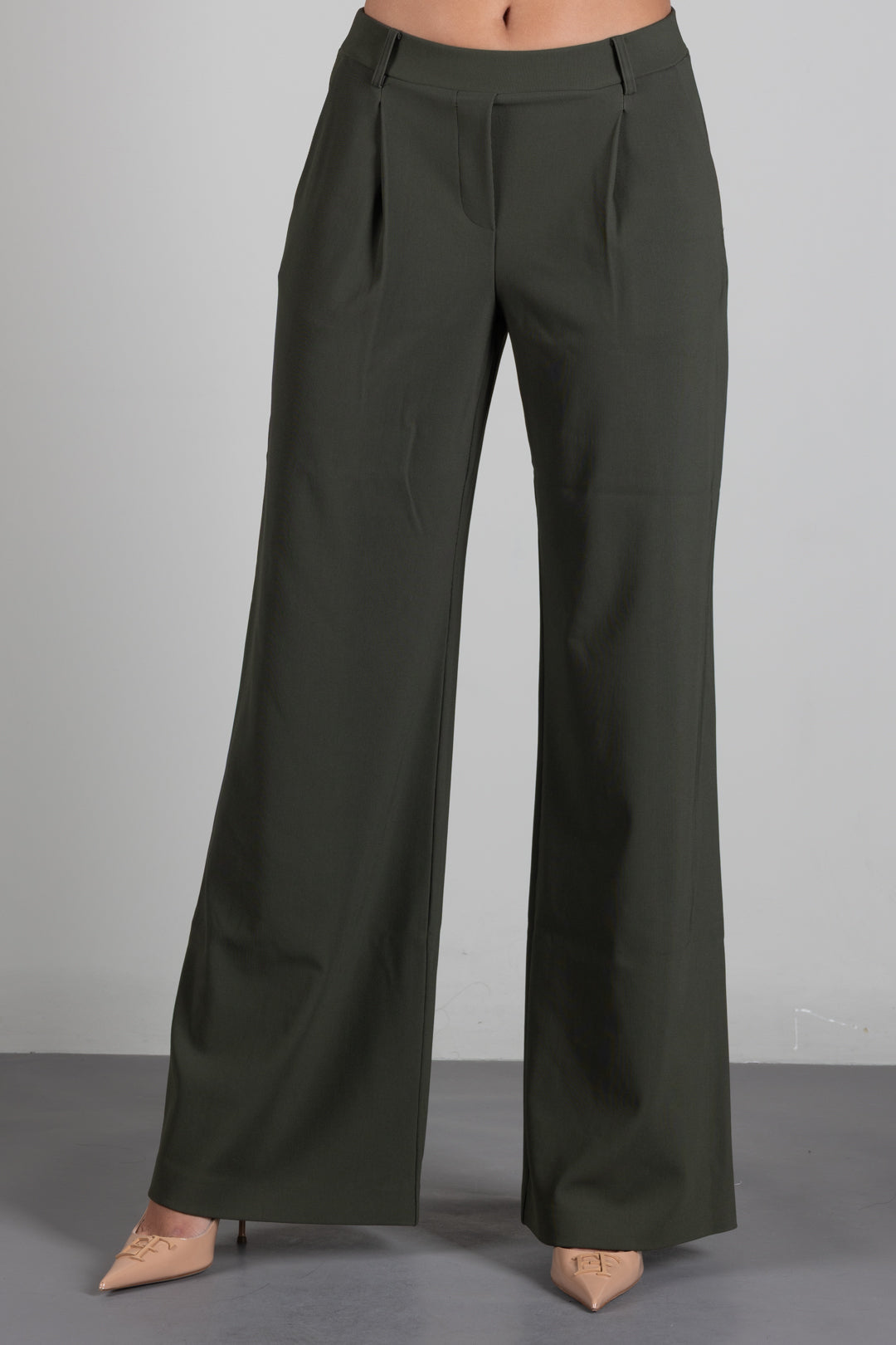 Patrizia Pepe Pantalone Palazzo con Pinces 8P0462 C8001 MYSTERIOUS GREEN