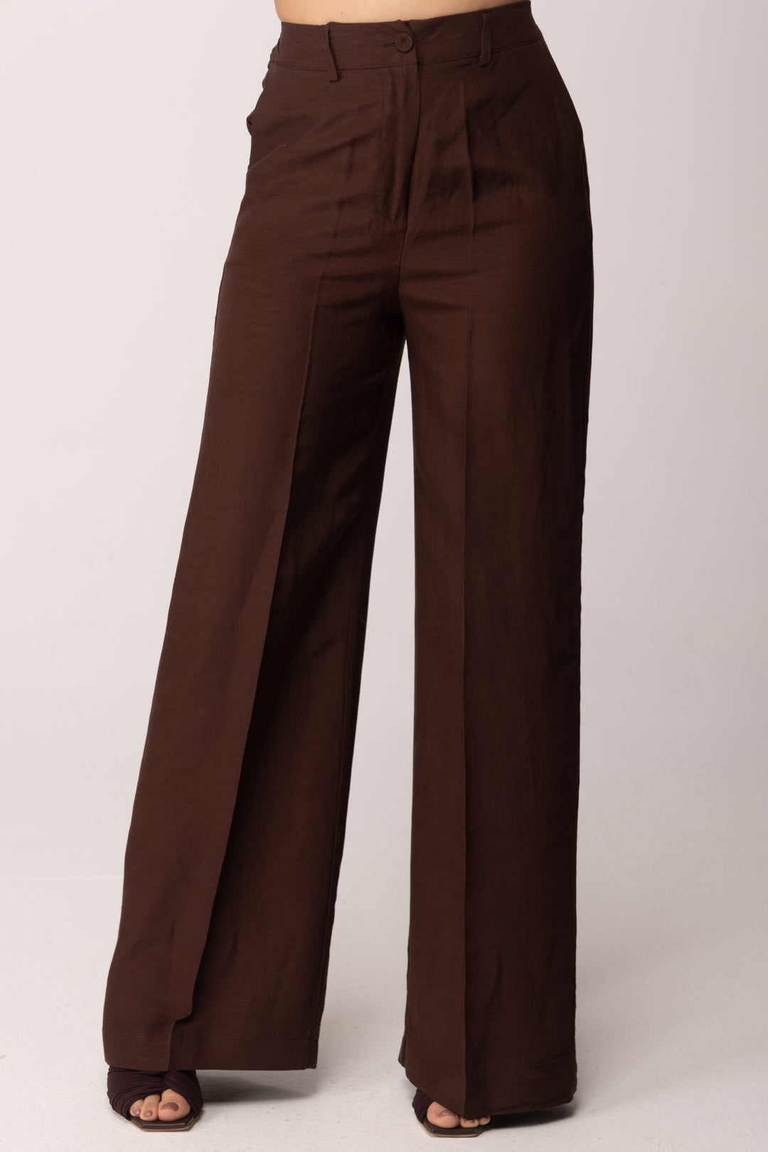 Hanita Pantalone Palazzo Fluido a Vita Alta H.P1639.4572 EBANO