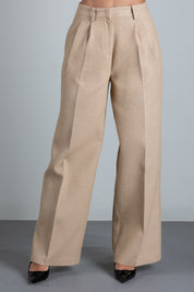 Patrizia Pepe Pantalone Palazzo In Microbouclé con Pinces 8P0329 C8000 BEIGE DOU DOU