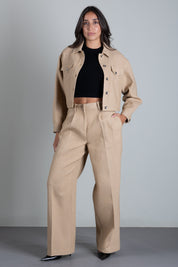 Patrizia Pepe Pantalone Palazzo In Microbouclé con Pinces 8P0329 C8000 BEIGE DOU DOU