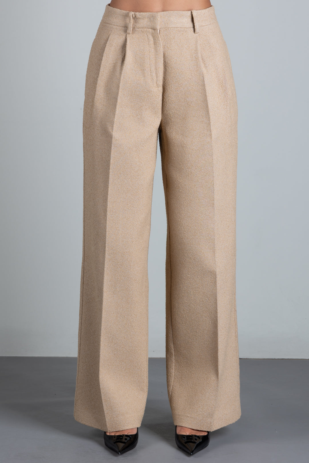 Patrizia Pepe Pantalone Palazzo In Microbouclé con Pinces 8P0329 C8000 BEIGE DOU DOU