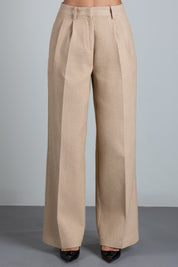Patrizia Pepe Pantalone Palazzo In Microbouclé con Pinces 8P0329 C8000 BEIGE DOU DOU