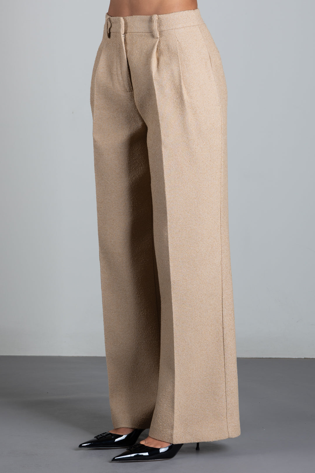 Patrizia Pepe Pantalone Palazzo In Microbouclé con Pinces 8P0329 C8000 BEIGE DOU DOU