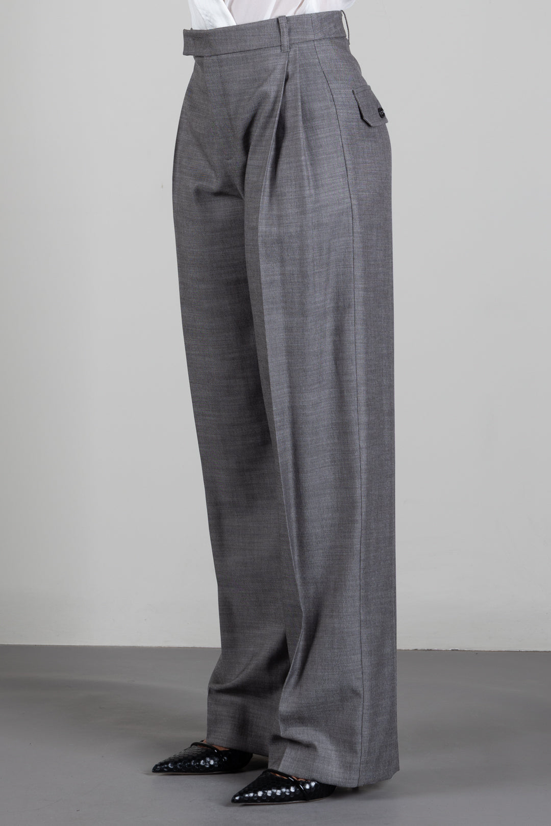 Patrizia Pepe Pantalone Relaxed Fit In Misto Lyocell e Viscosa 8P0535 C0250 GRAY FLANNEL