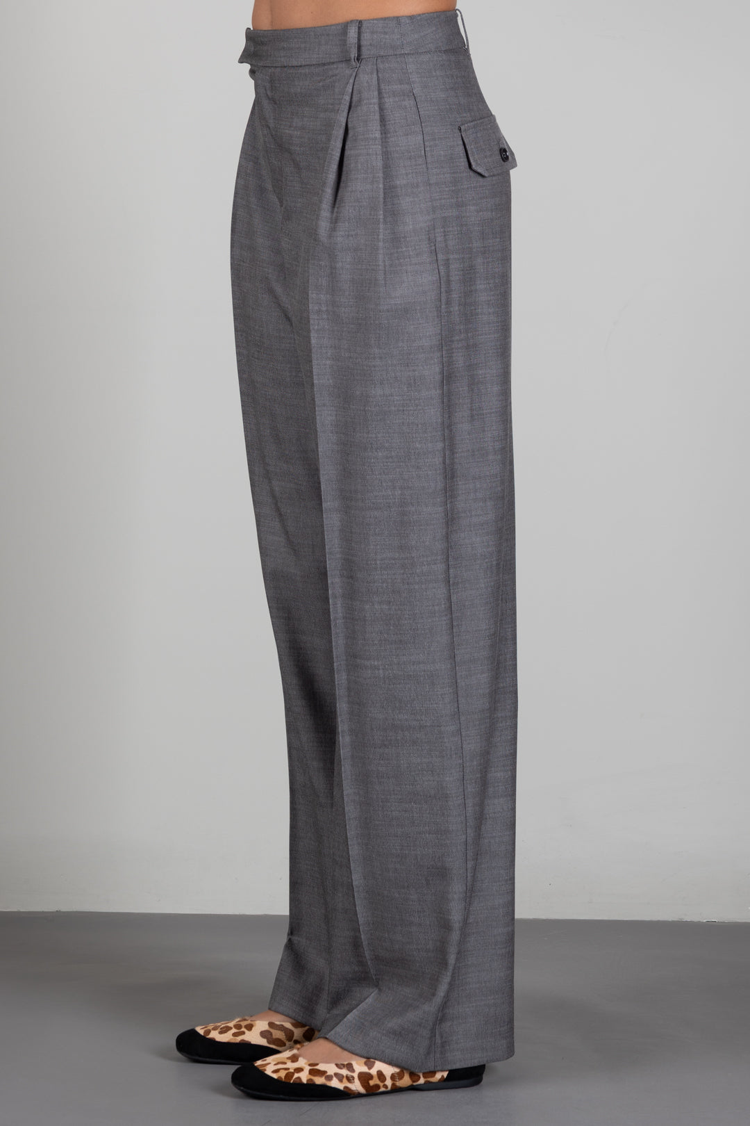 Patrizia Pepe Pantalone Sartoriale a Vita Alta con Righe Sottili 8P0474 C0238 HERRINGBONE GRAY