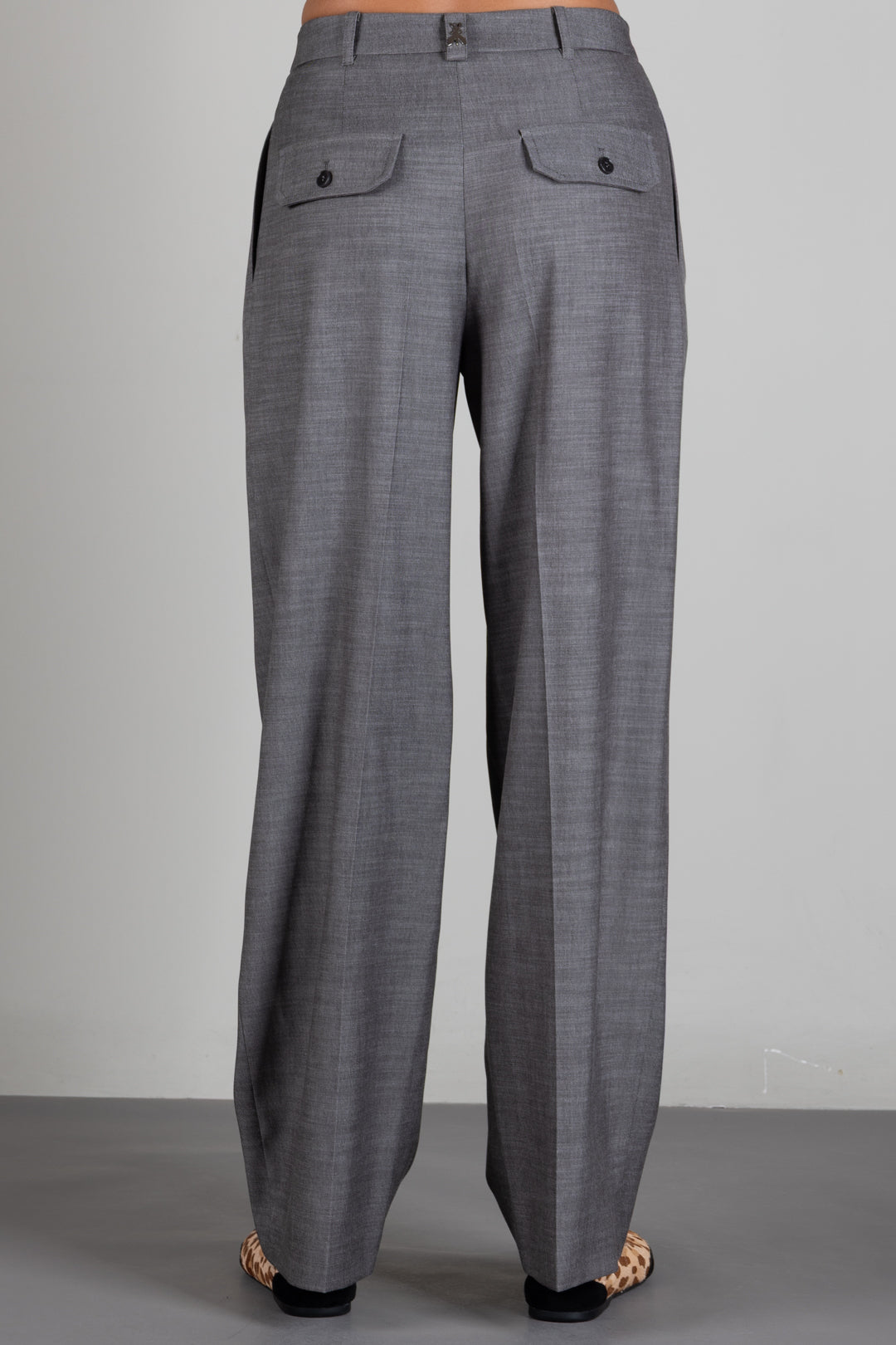 Patrizia Pepe Pantalone Sartoriale a Vita Alta con Righe Sottili 8P0474 C0238 HERRINGBONE GRAY