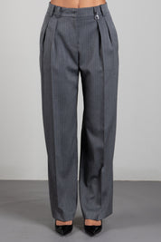 Patrizia Pepe Pantalone Sartoriale a Vita Alta con Righe Sottili 8P0474 C0238 HERRINGBONE GRAY