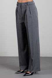 Patrizia Pepe Pantalone Sartoriale a Vita Alta con Righe Sottili 8P0474 C0238 HERRINGBONE GRAY