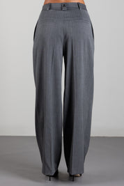 Patrizia Pepe Pantalone Sartoriale a Vita Alta con Righe Sottili 8P0474 C0238 HERRINGBONE GRAY