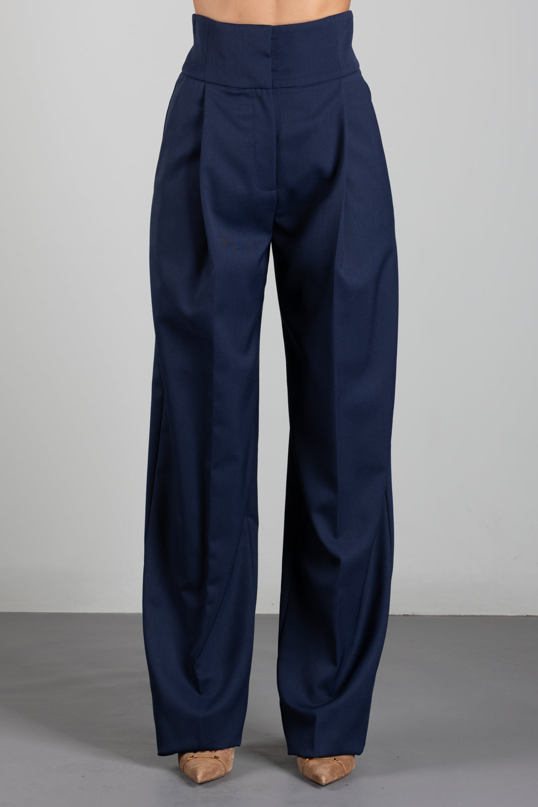 Patrizia Pepe Pantalone Sartoriale a Vita Alta con Righe Sottili 8P0474 C0238 HERRINGBONE GRAY