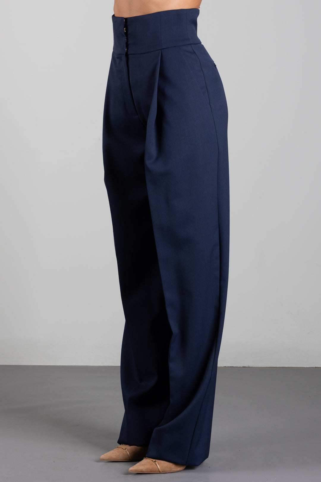Patrizia Pepe Pantalone Sartoriale a Vita Alta con Righe Sottili 8P0474 C0238 HERRINGBONE GRAY