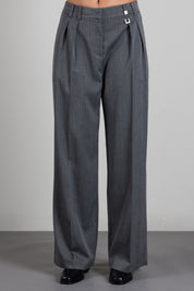 Patrizia Pepe Pantalone Sartoriale a Vita Alta con Righe Sottili 8P0474 C0238 HERRINGBONE GRAY