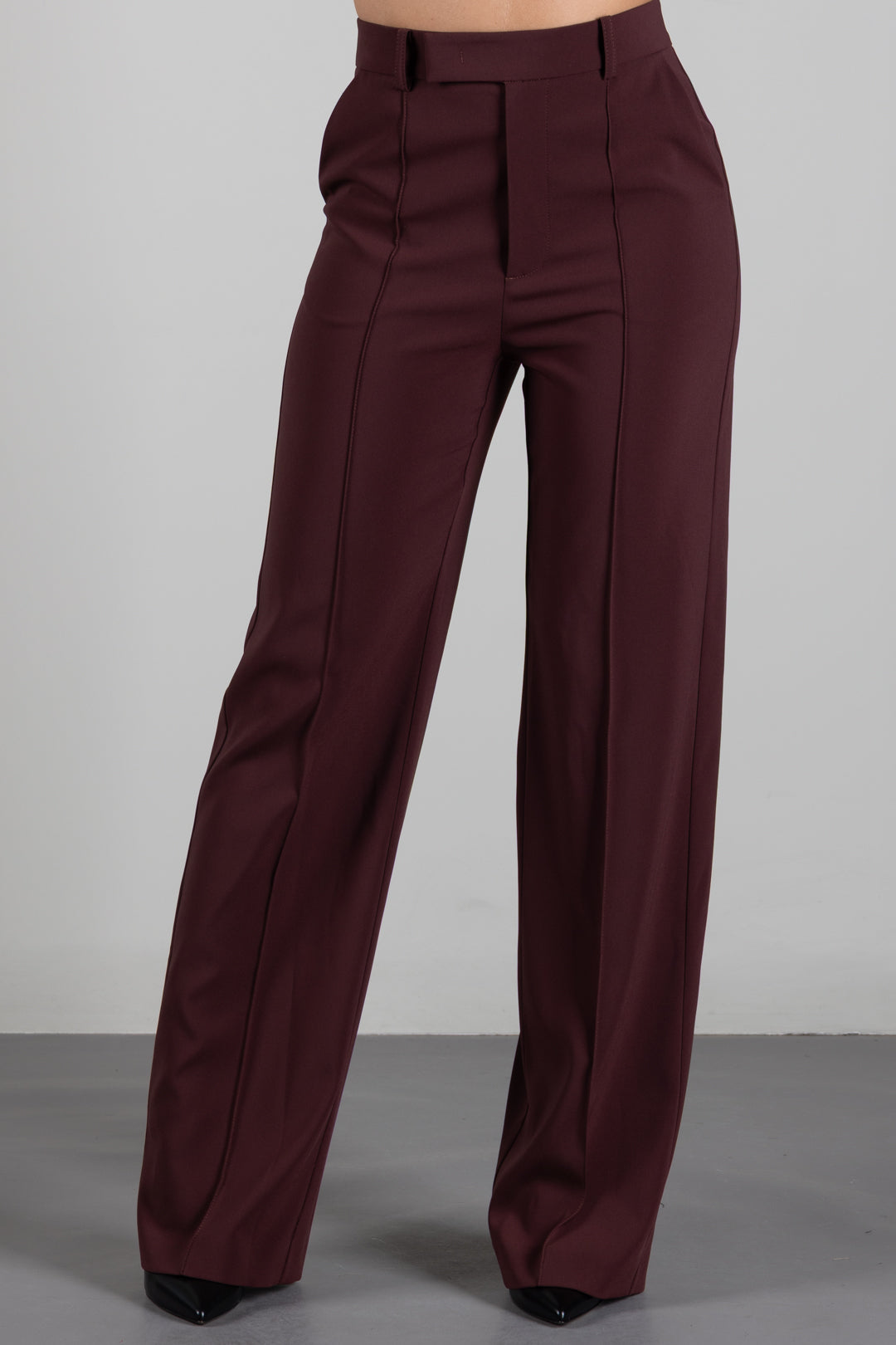 Patrizia Pepe Pantalone Sartoriale Wide Leg a Vita Bassa 8P0613 A6F5 WOOD BROWN