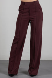 Patrizia Pepe Pantalone Sartoriale Wide Leg a Vita Bassa 8P0613 A6F5 WOOD BROWN