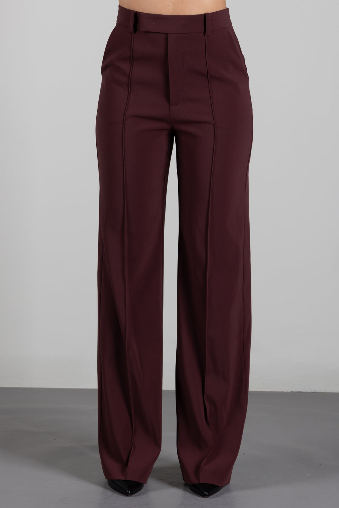 Patrizia Pepe Pantalone Sartoriale Wide Leg a Vita Bassa 8P0613 A6F5 WOOD BROWN