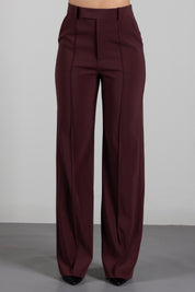 Patrizia Pepe Pantalone Sartoriale Wide Leg a Vita Bassa 8P0613 A6F5 WOOD BROWN