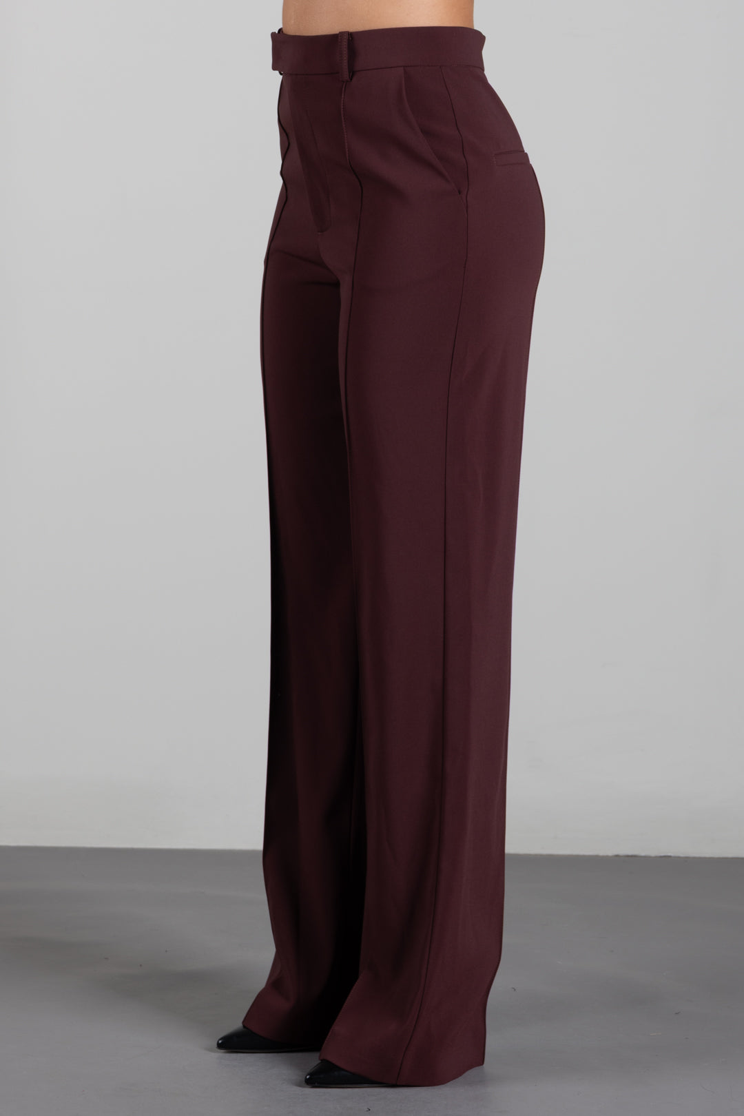 Patrizia Pepe Pantalone Sartoriale Wide Leg a Vita Bassa 8P0613 A6F5 WOOD BROWN