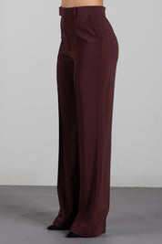 Patrizia Pepe Pantalone Sartoriale Wide Leg a Vita Bassa 8P0613 A6F5 WOOD BROWN