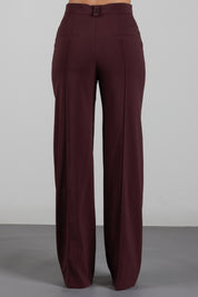 Patrizia Pepe Pantalone Sartoriale Wide Leg a Vita Bassa 8P0613 A6F5 WOOD BROWN