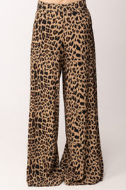 Pinko Pantalone Wide Leg Animalier e Logo 108140 A3UB CZ9