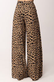 Pinko Pantalone Wide Leg Animalier e Logo 108140 A3UB CZ9