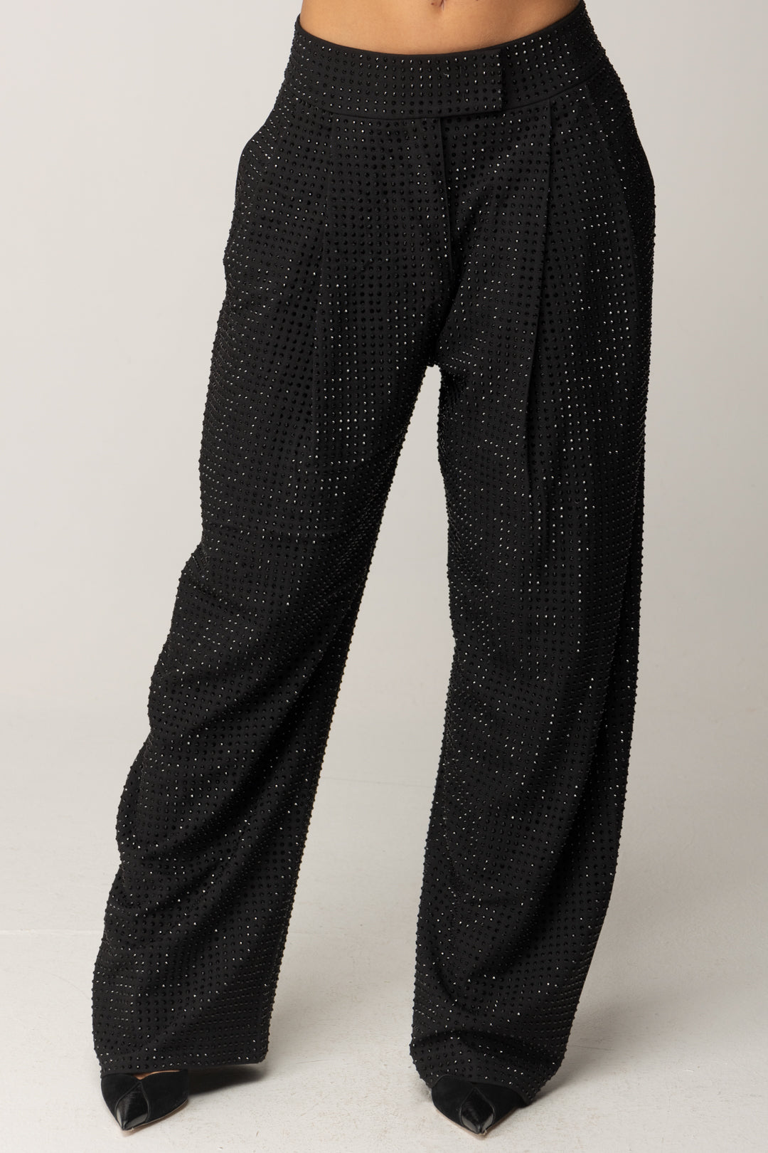 Pinko Pantaloni a Gamba Ampia con Cristalli NERO LIMOUSINE