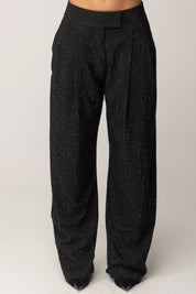 Pinko Pantaloni a Gamba Ampia con Cristalli NERO LIMOUSINE