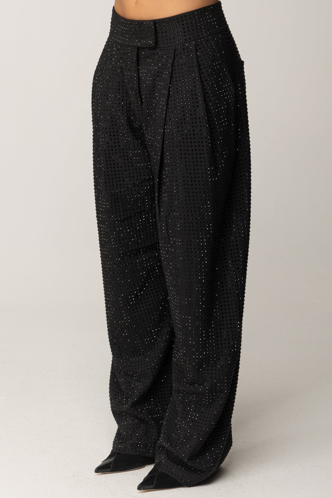 Pinko Pantaloni a Gamba Ampia con Cristalli NERO LIMOUSINE