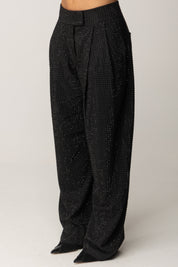 Pinko Pantaloni a Gamba Ampia con Cristalli NERO LIMOUSINE