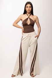 Pinko Pantaloni a Gamba Larga con Bande Laterali 106335 A34D C44