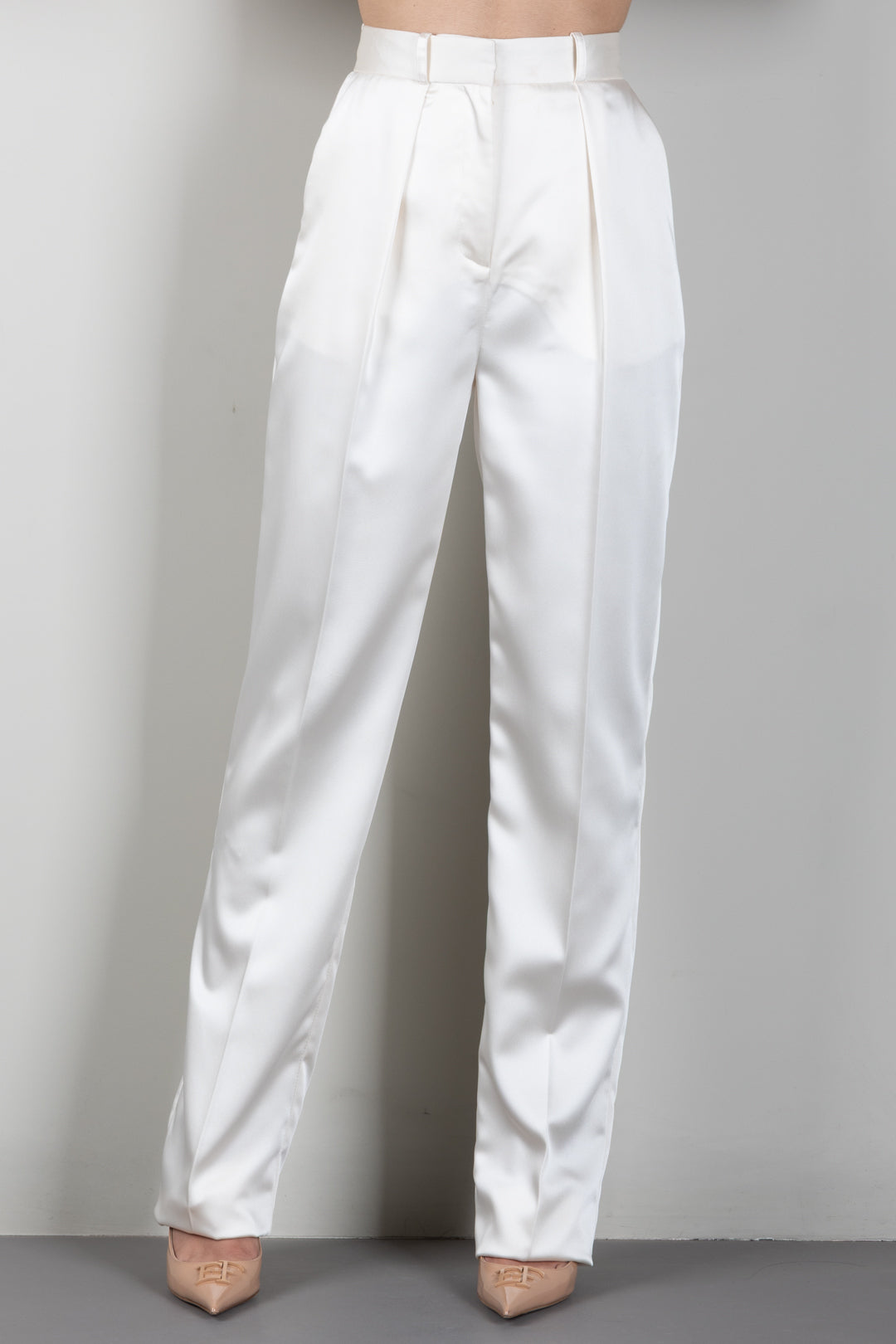 Elisabetta Franchi Pantaloni a Palazzo con Pinces PA18266E2 BURRO
