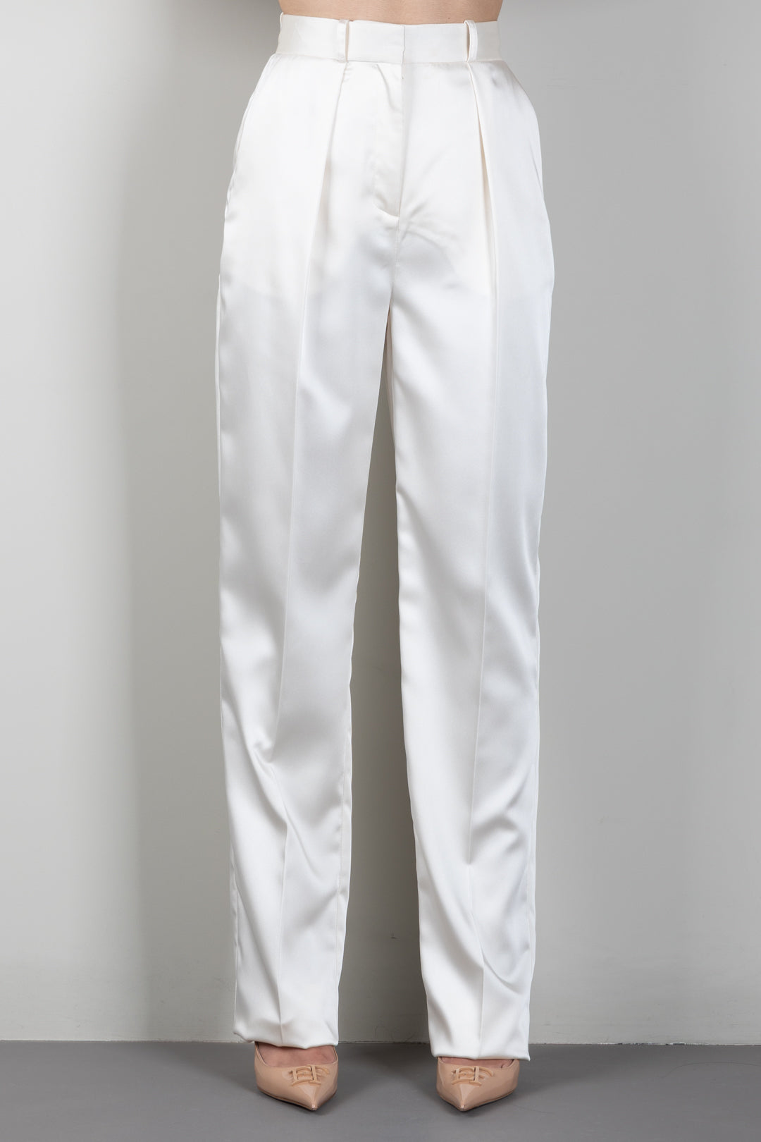 Elisabetta Franchi Pantaloni a Palazzo con Pinces PA18266E2 BURRO