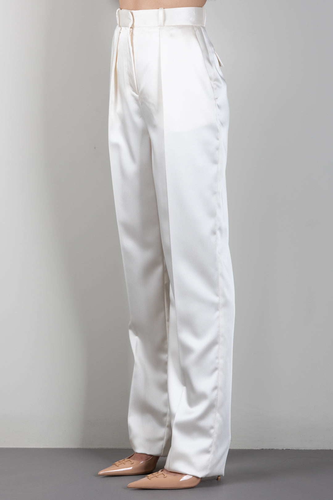 Elisabetta Franchi Pantaloni a Palazzo con Pinces PA18266E2 BURRO