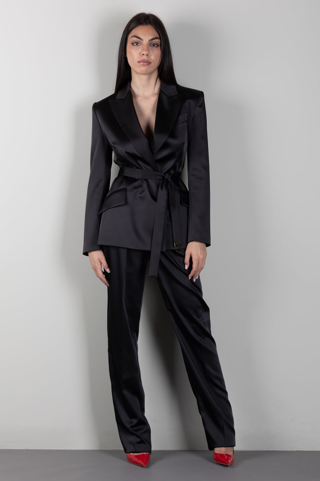 Elisabetta Franchi Pantaloni a Palazzo con Pinces PA18266E2 NERO