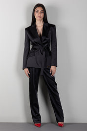 Elisabetta Franchi Pantaloni a Palazzo con Pinces PA18266E2 NERO