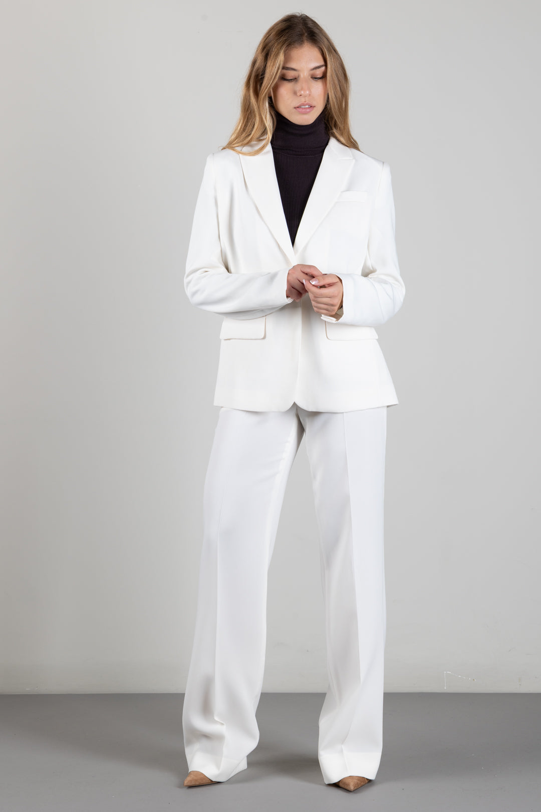 Twin-set Pantaloni a Palazzo In Crêpe 262TP2043 MADREPERLA