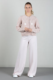 Elisabetta Franchi Bambina Pantaloni a Palazzo In Crêpe con Logo Tono Su Tono EFPA3340GA022.C063