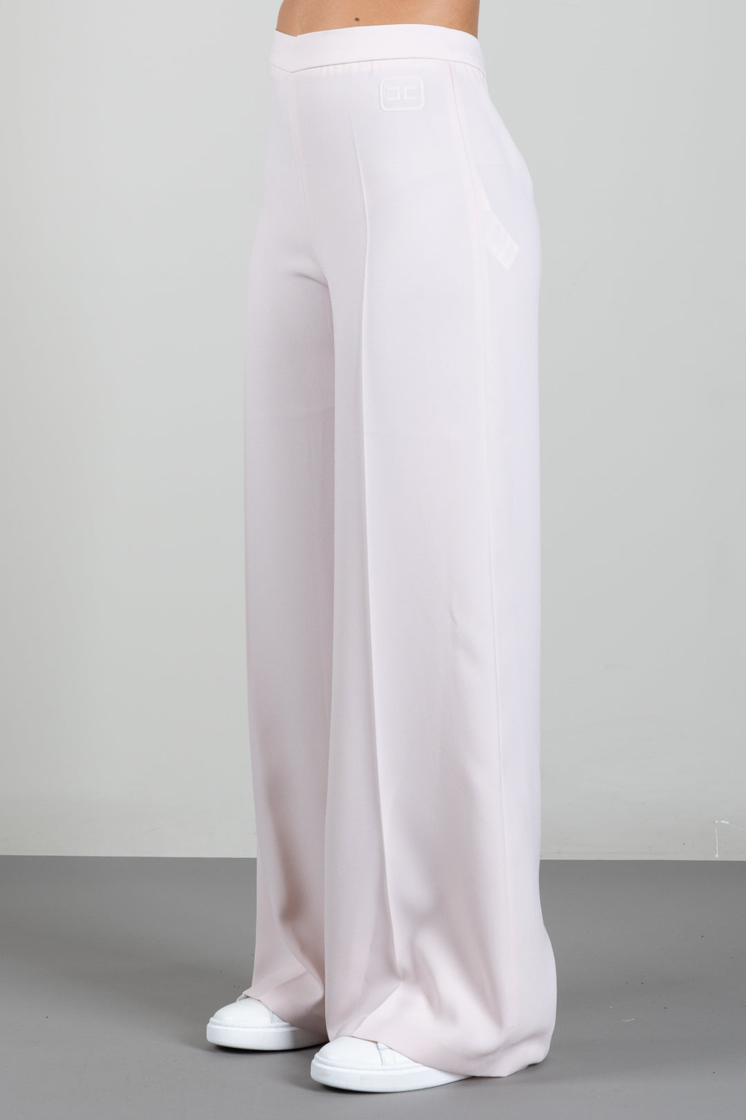 Elisabetta Franchi Bambina Pantaloni a Palazzo In Crêpe con Logo Tono Su Tono EFPA3340GA022.C063