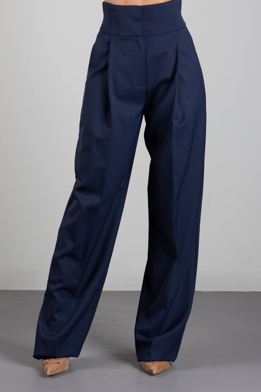 Elisabetta Franchi Pantaloni a Palazzo In Gabardina PA17966E2 NAVY