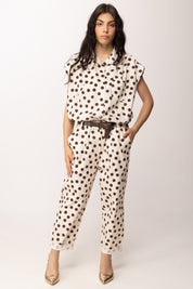 Khloe Femme Pantaloni a Pois con Cintura 23907 BEIGE/CACAO