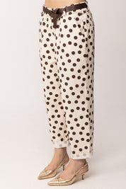 Khloe Femme Pantaloni a Pois con Cintura 23907 BEIGE/CACAO